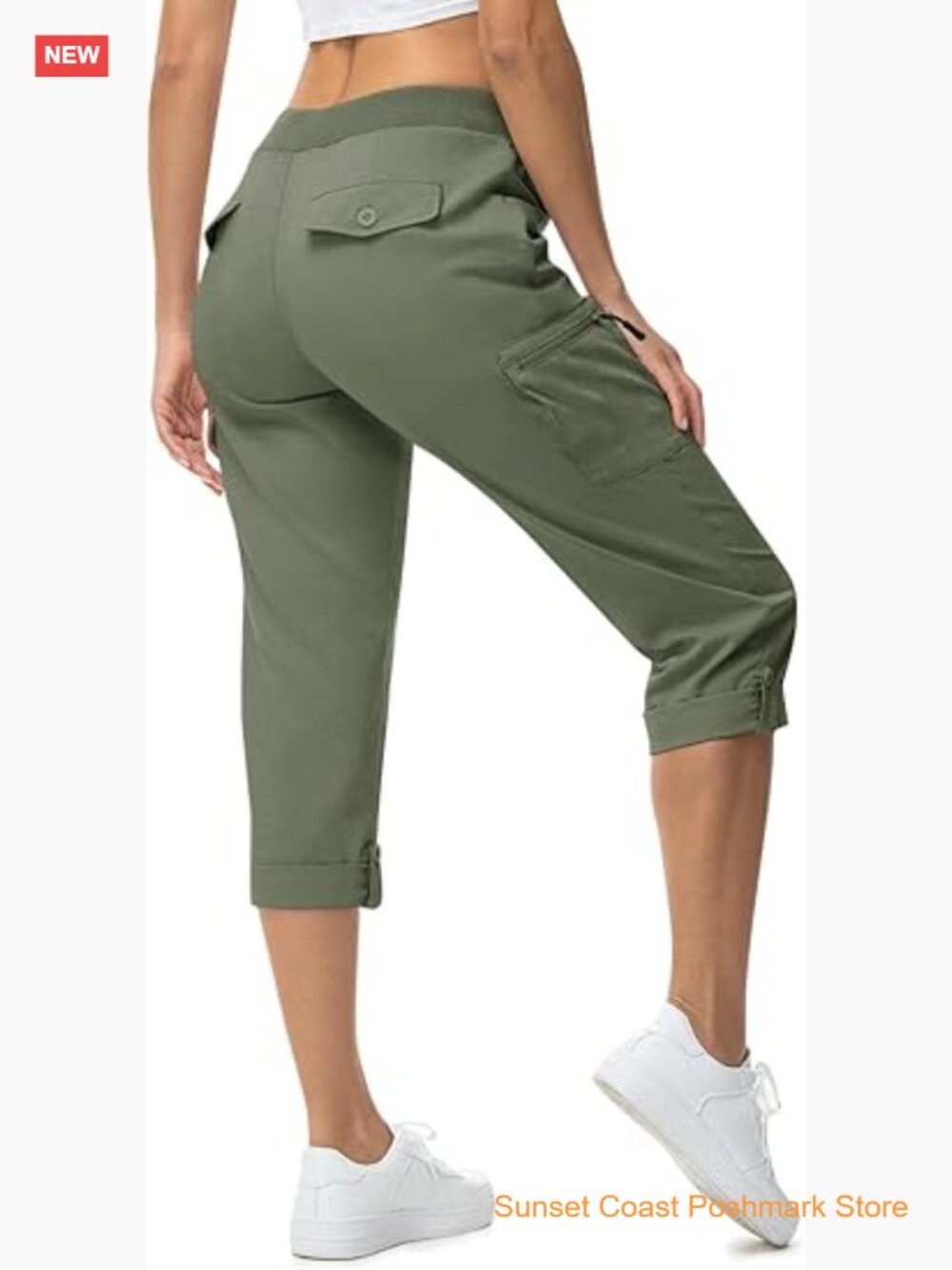 Women's Cargo Hiking Capris Pants 6 Pockets Lightweight Stretchy